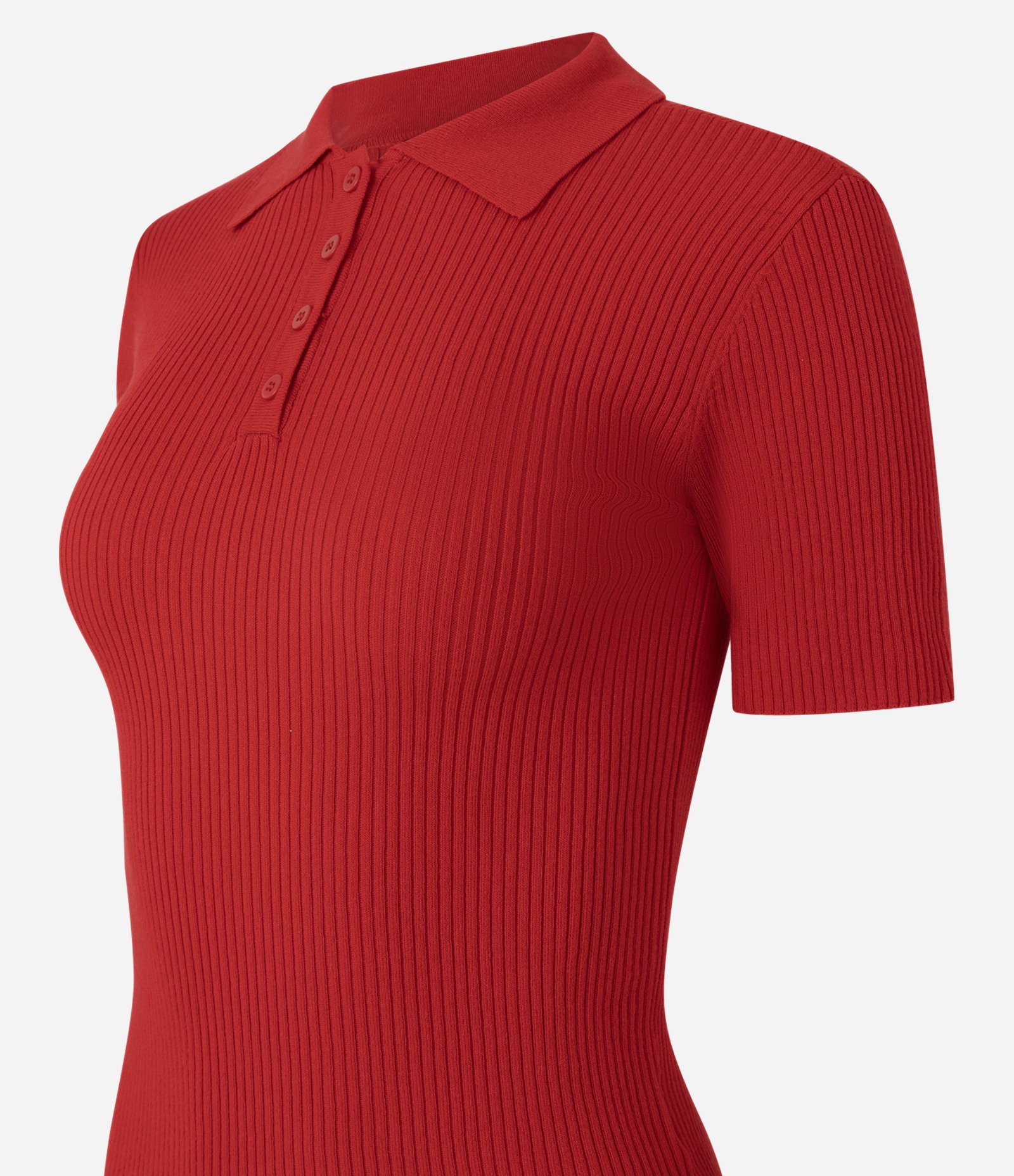 Blusa em Tricô com Gola Polo e Botões Frontais Vermelho 4