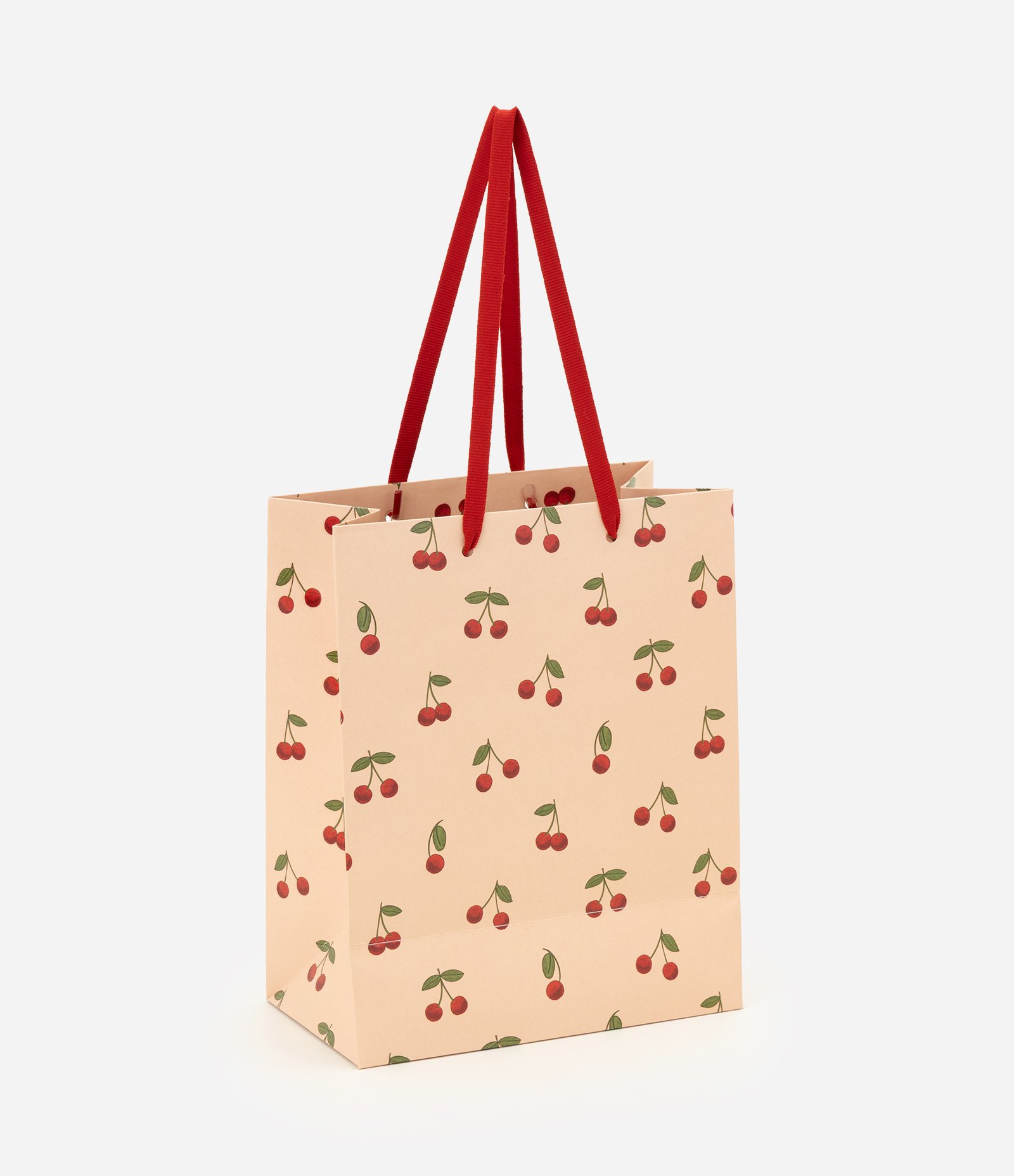 Embalagem de Presente Pequena com Estampa de Cerejas Rosa 1
