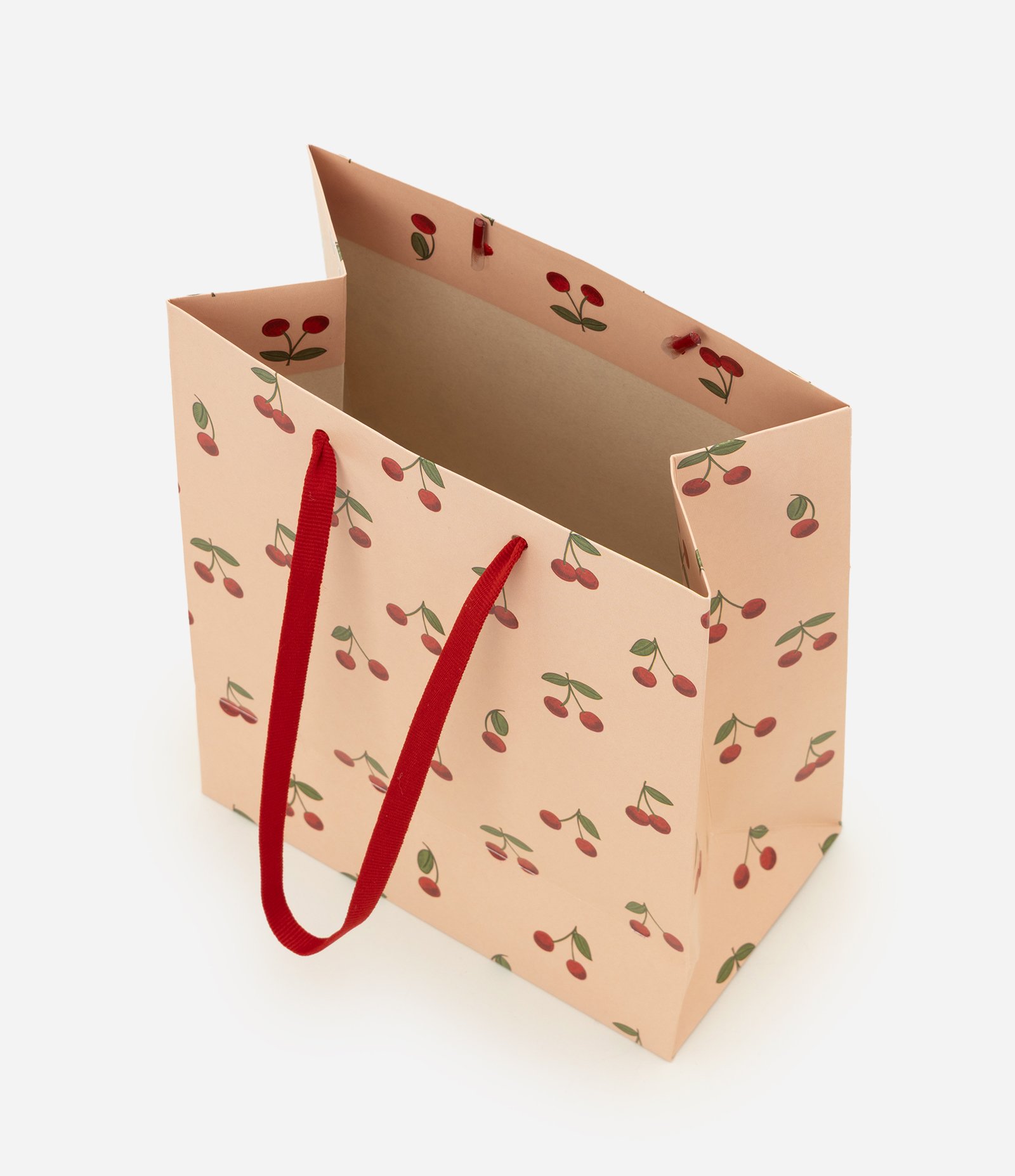 Embalagem de Presente Pequena com Estampa de Cerejas Rosa 3