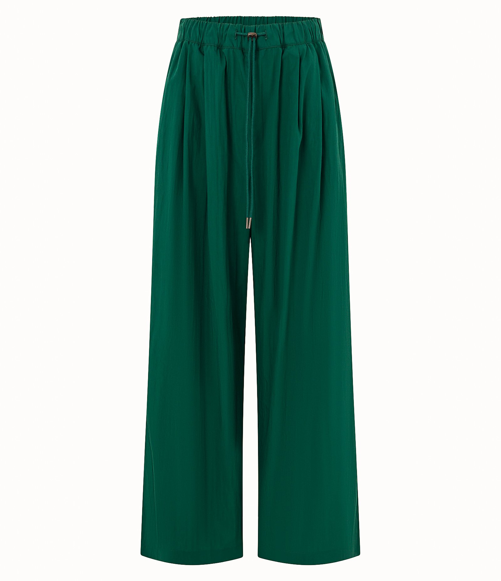 Calça Wide Leg em Tricoline com Amarração no Cós Verde 1
