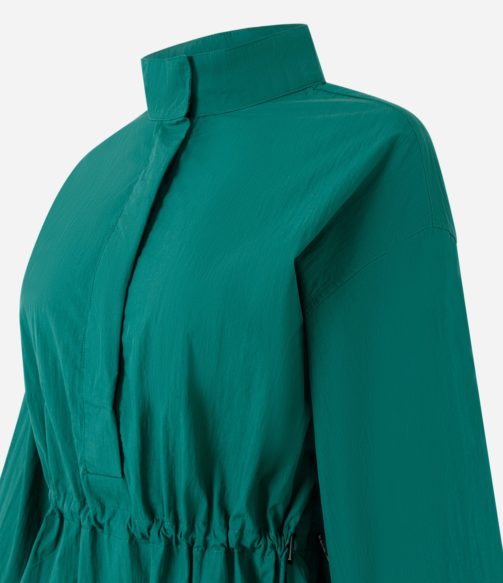 Blusa Estilo Parka em Tricoline com Mangas Longas Verde 2