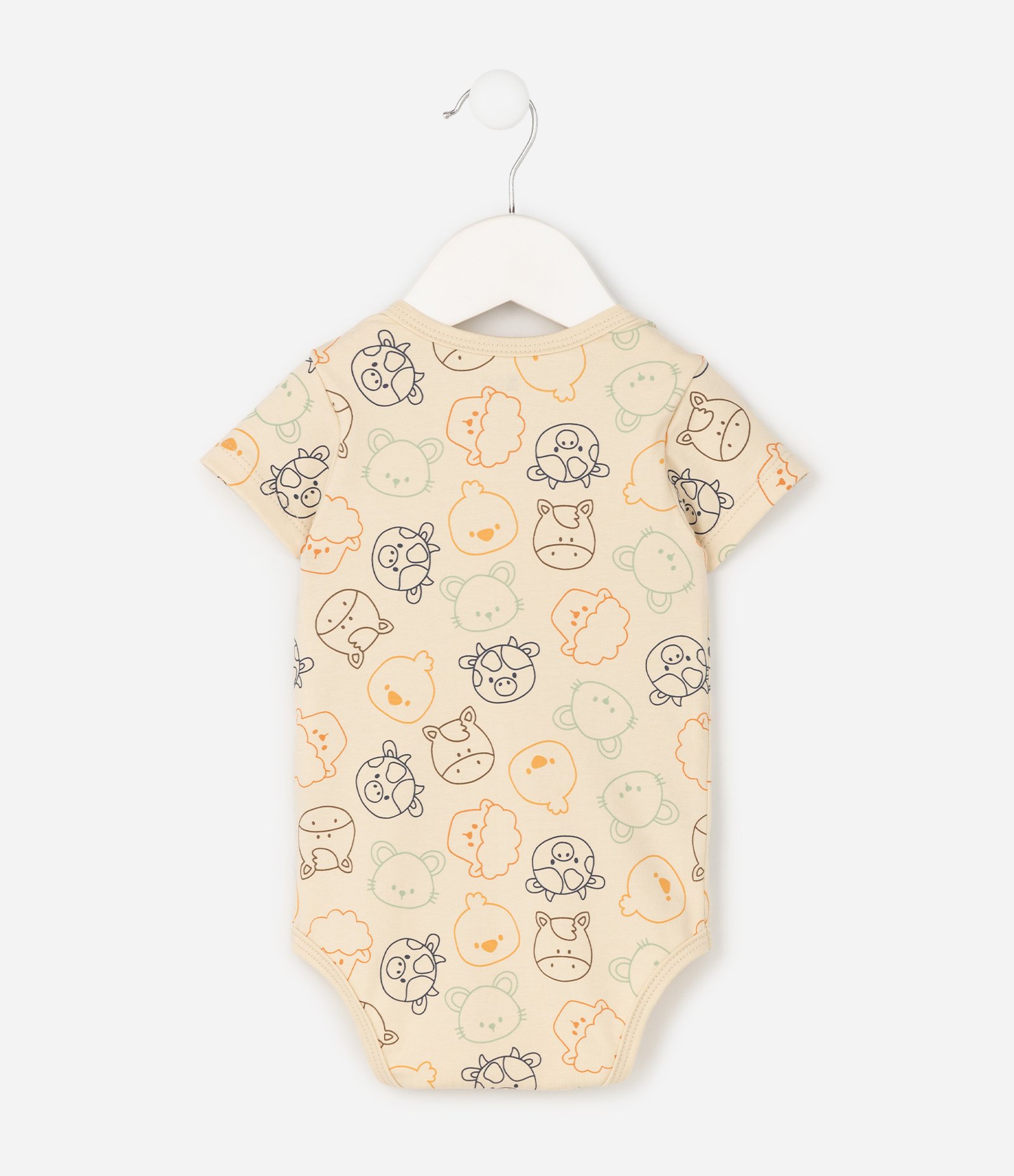 Body Bebê em Cotton com Estampa Animais e Cabeções – Tam 0 a 18 Meses Bege Claro 3