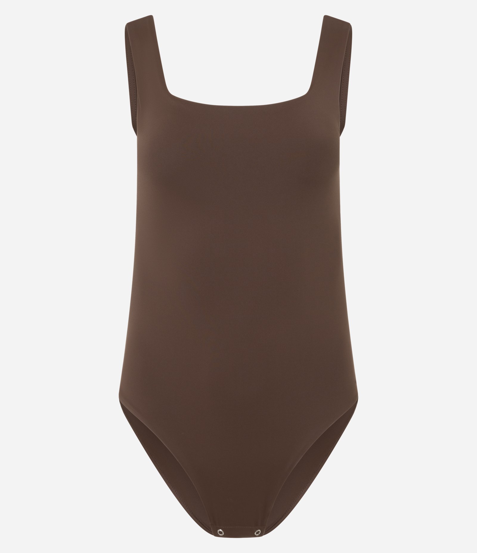 Body em Poliamida com Decote Quadrado Marrom Chocolate 2