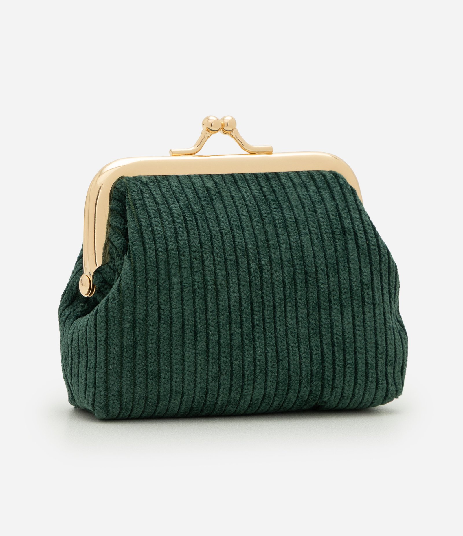 Necessaire Porta Moedas em Veludo com Fechamento Metálico Verde 3