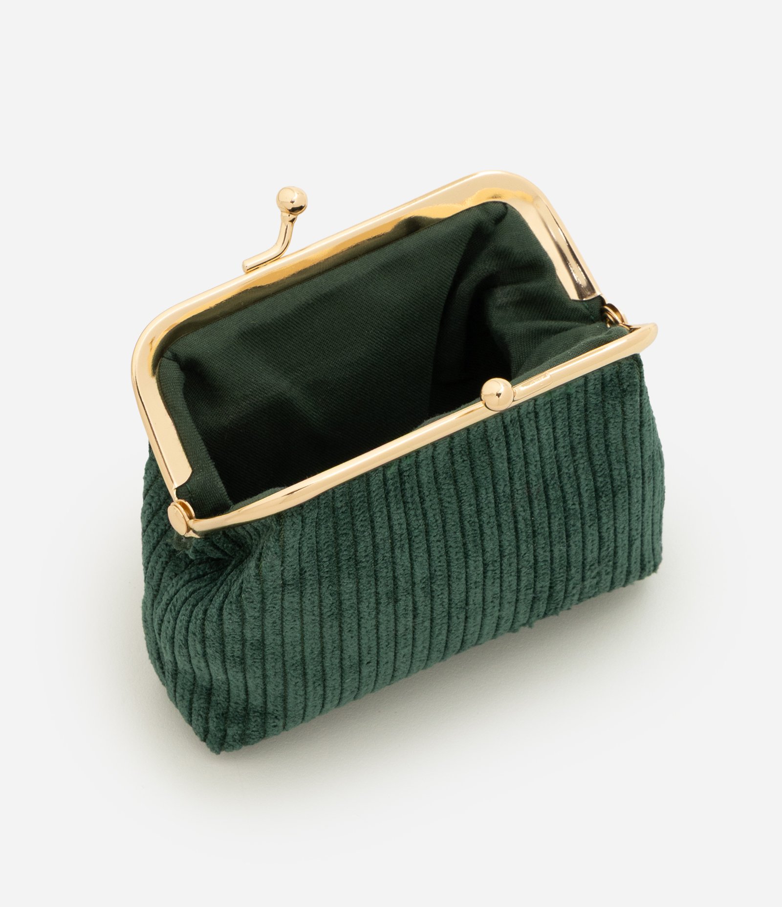 Necessaire Porta Moedas em Veludo com Fechamento Metálico Verde 5