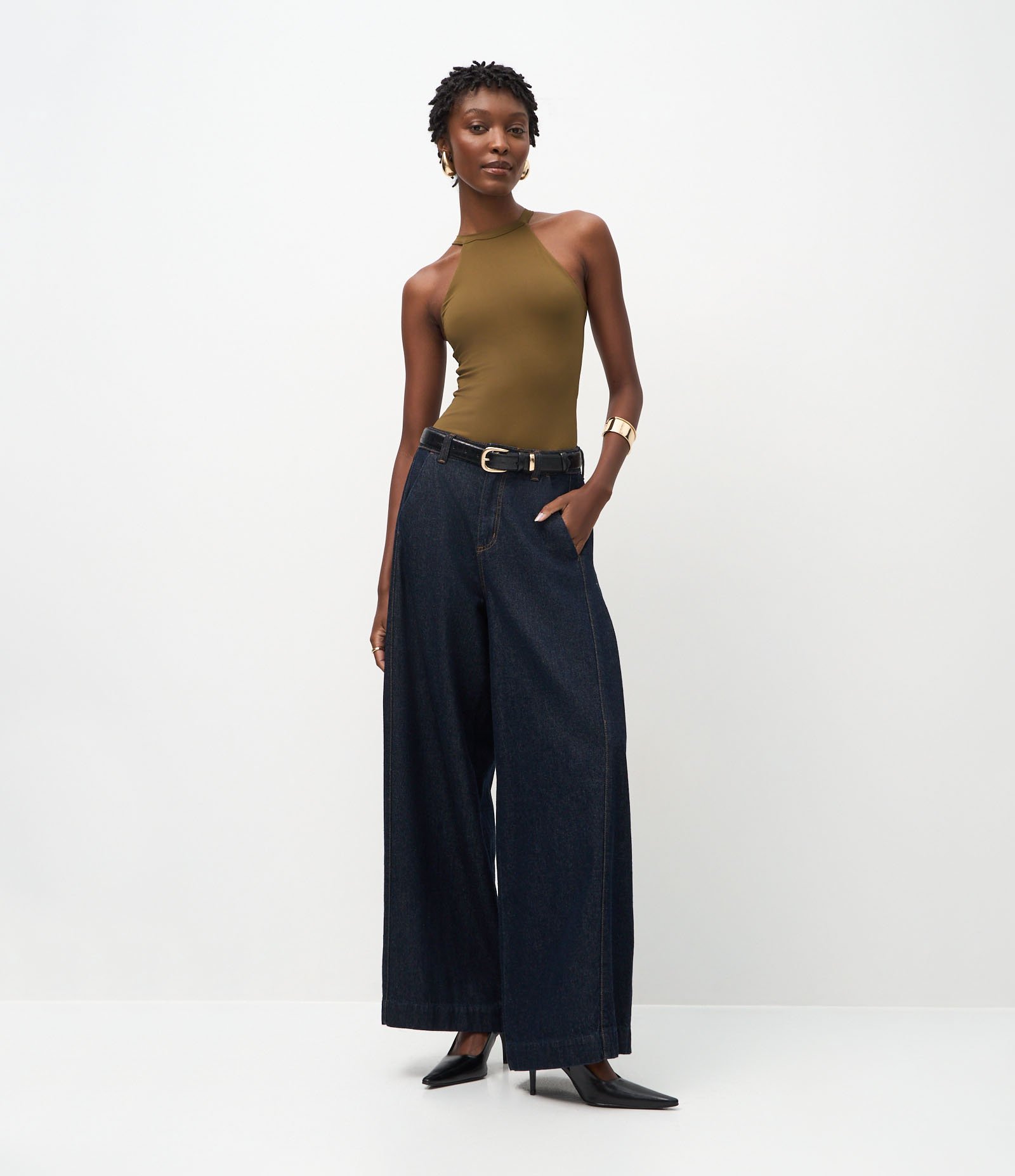 Body em Poliamida com Decote Halter Verde 1