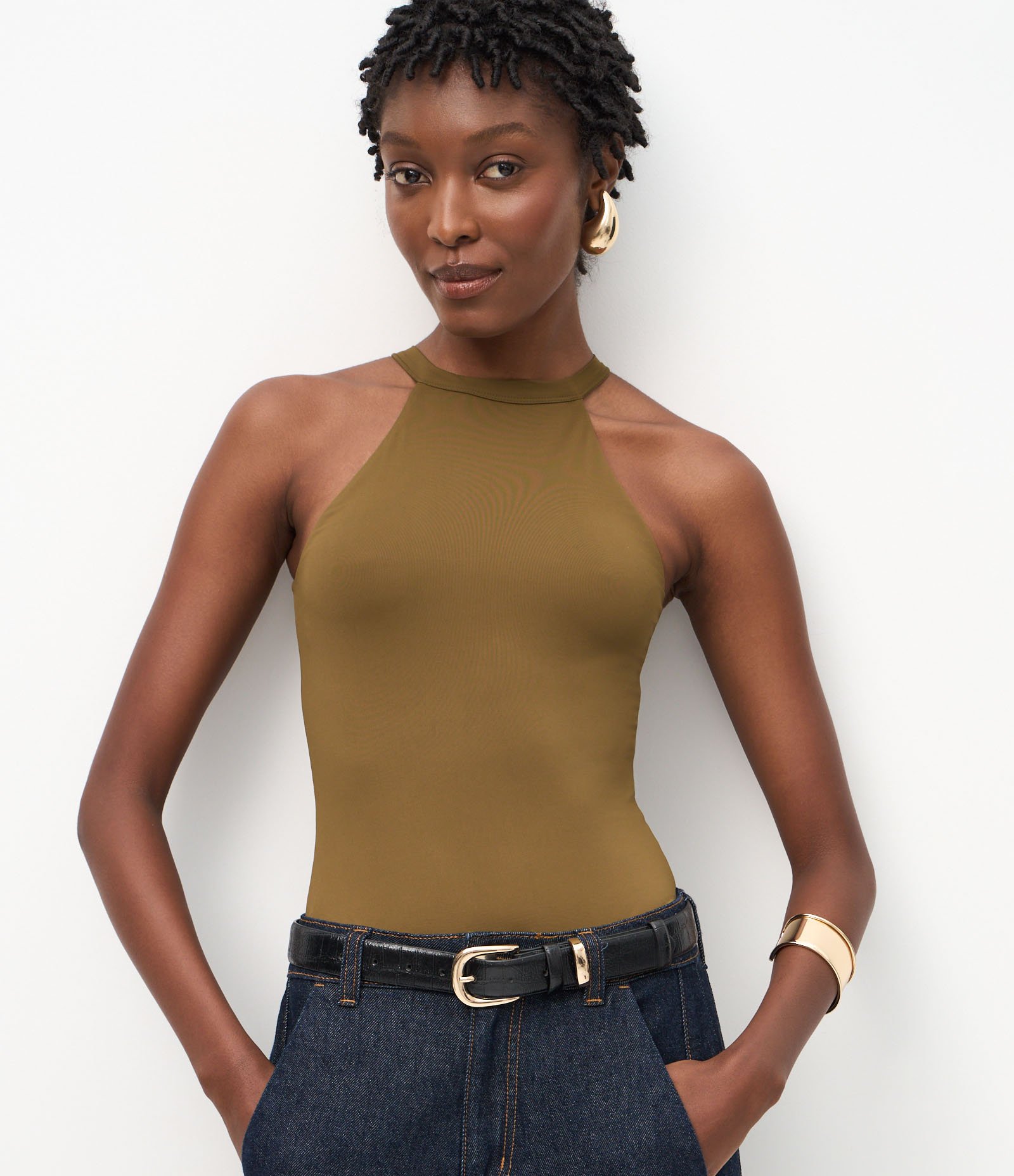 Body em Poliamida com Decote Halter Verde 2