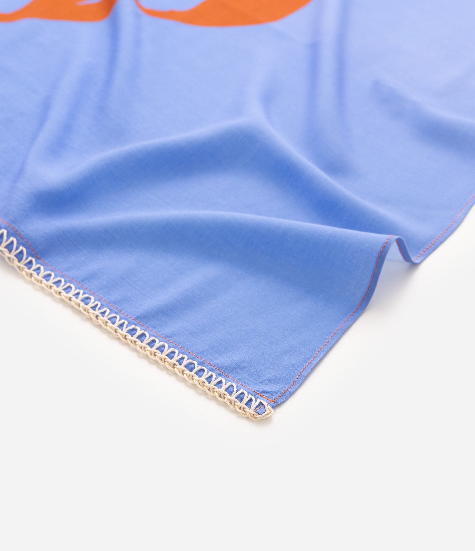 Canga de Praia em Viscose com Estampa Fundo do Mar Azul/Laranja 3