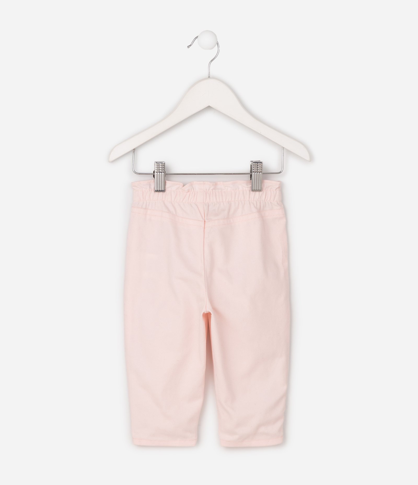 Calça Infantil em Sarja com Bordado Floral – Tam 3 a 18 Meses Rosa Claro 3