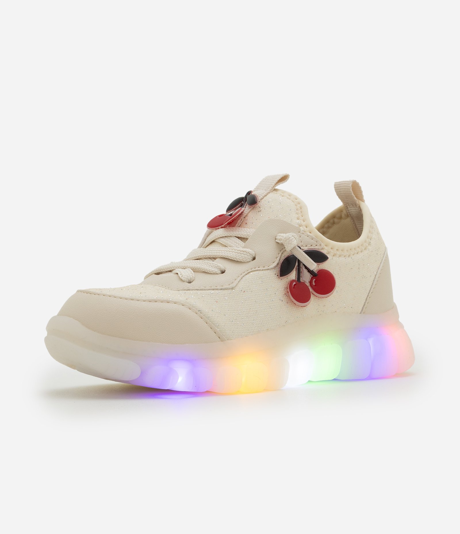 Tênis Infantil com LED e Aplique de Cereja – Tam 20 a 27 Off White 1