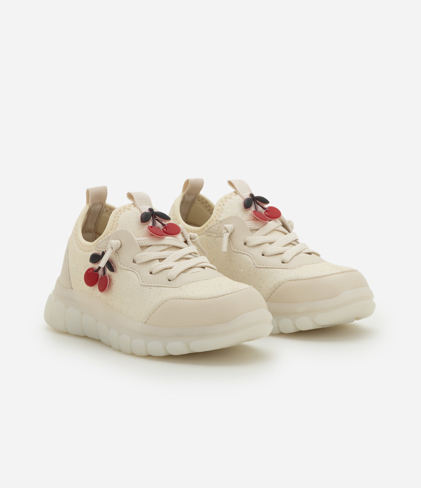 Tênis Infantil com LED e Aplique de Cereja – Tam 20 a 27 Off White 2
