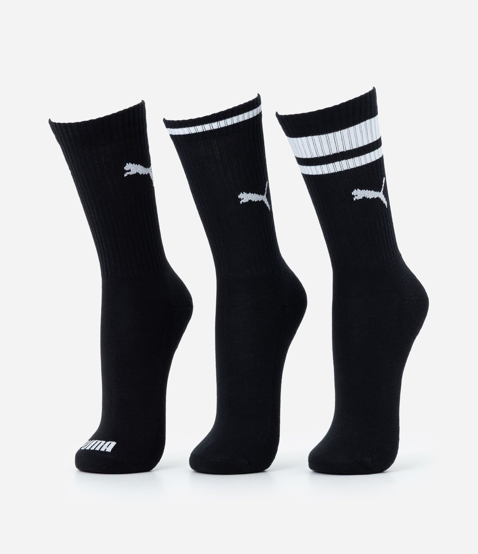 Kit 03 Meias Cano Alto Esportiva em Algodão Puma Preto 1