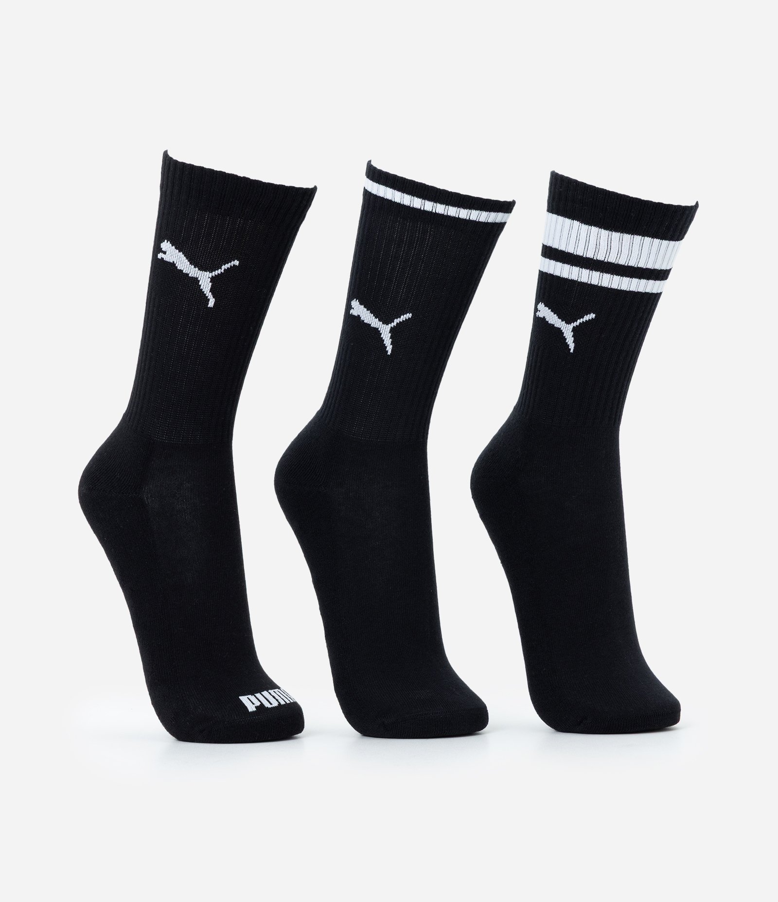 Kit 03 Meias Cano Alto Esportiva em Algodão Puma Preto 2