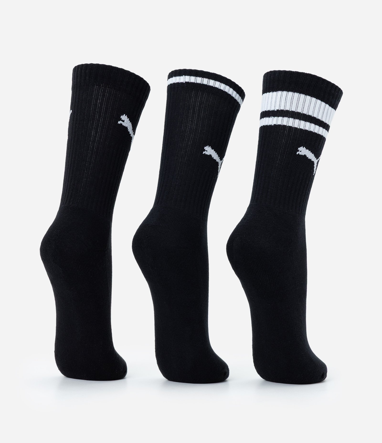 Kit 03 Meias Cano Alto Esportiva em Algodão Puma Preto 3
