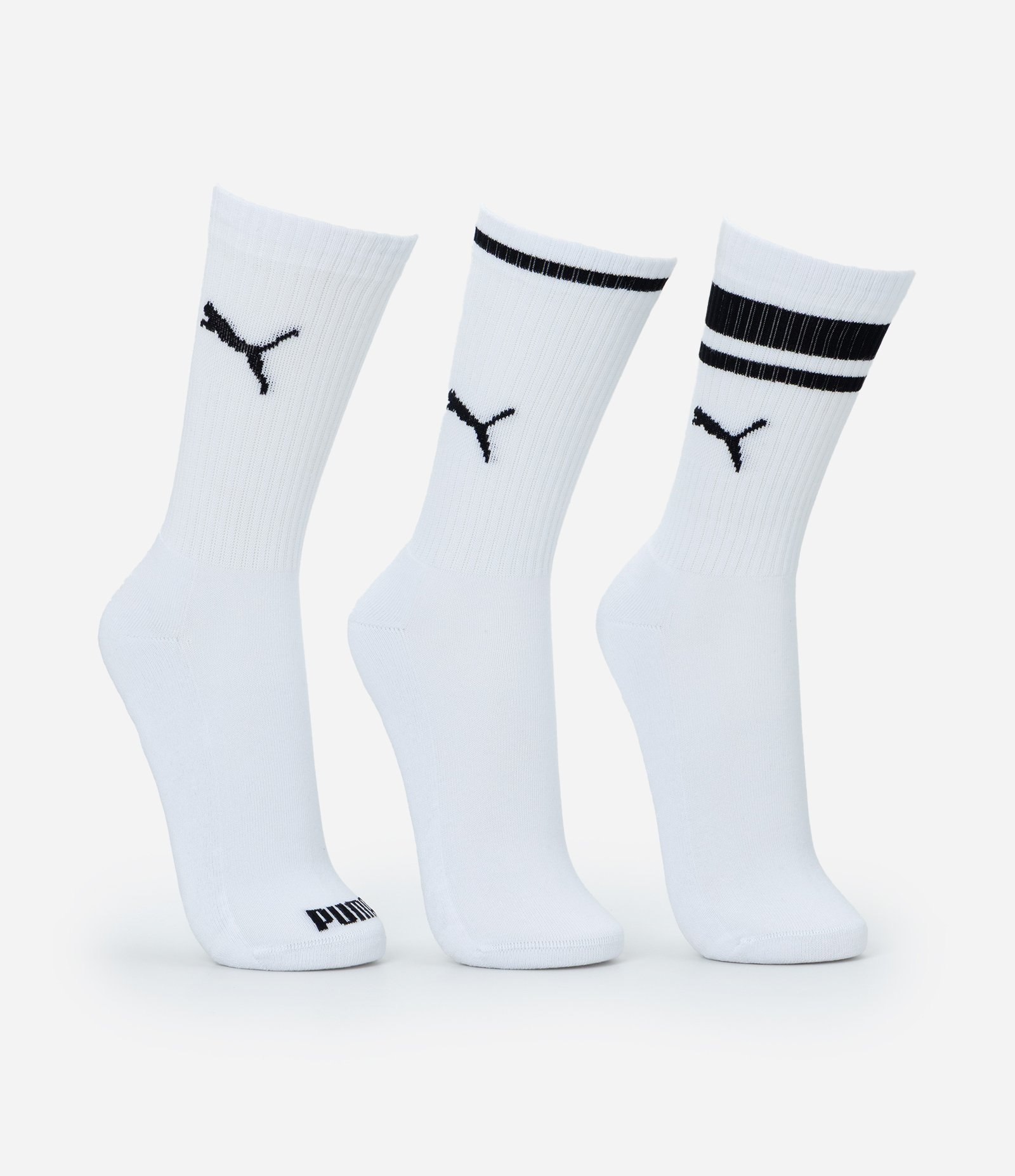 Kit 03 Meias Cano Alto Esportiva em Algodão Puma Branco 2