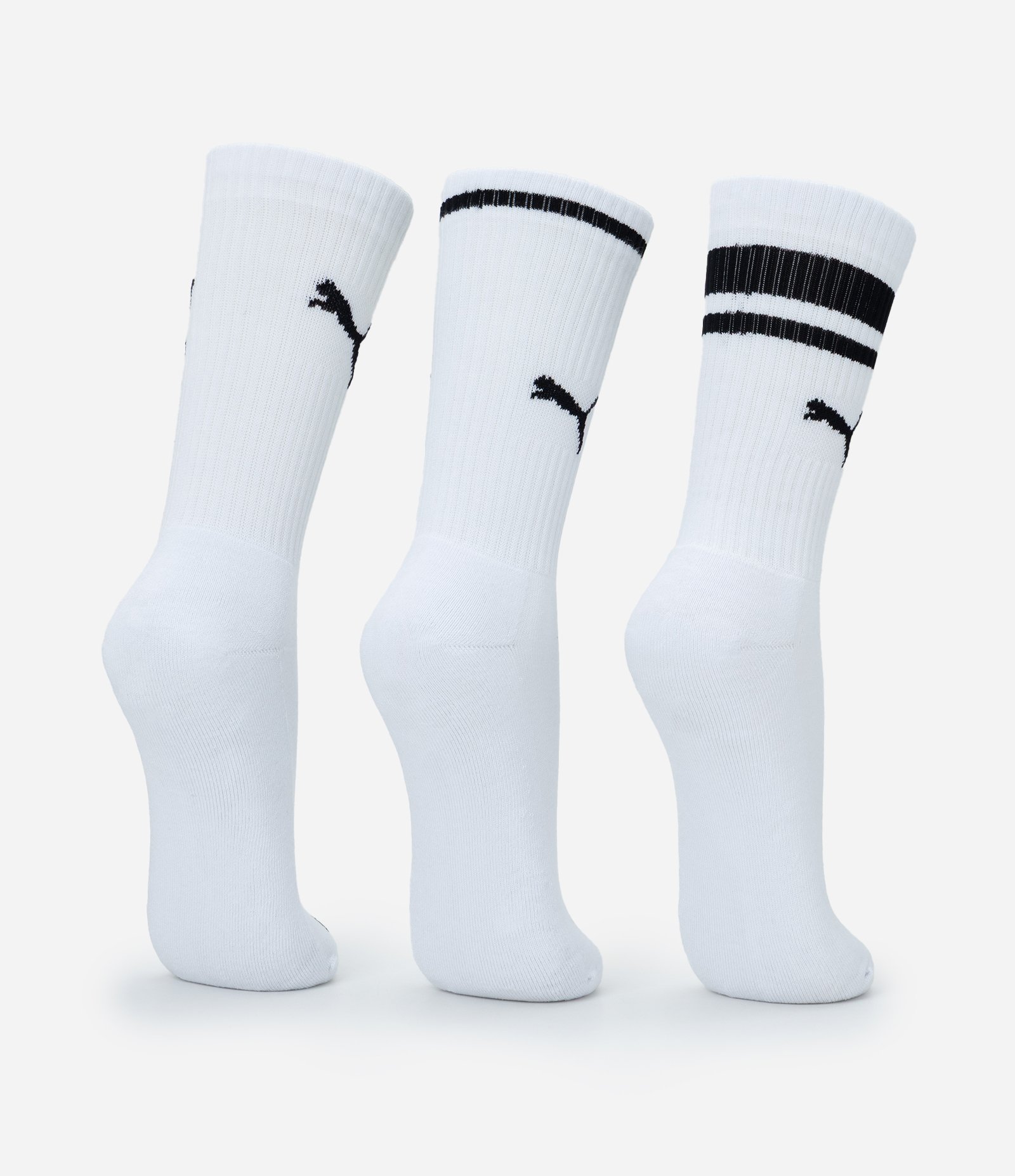Kit 03 Meias Cano Alto Esportiva em Algodão Puma Branco 3