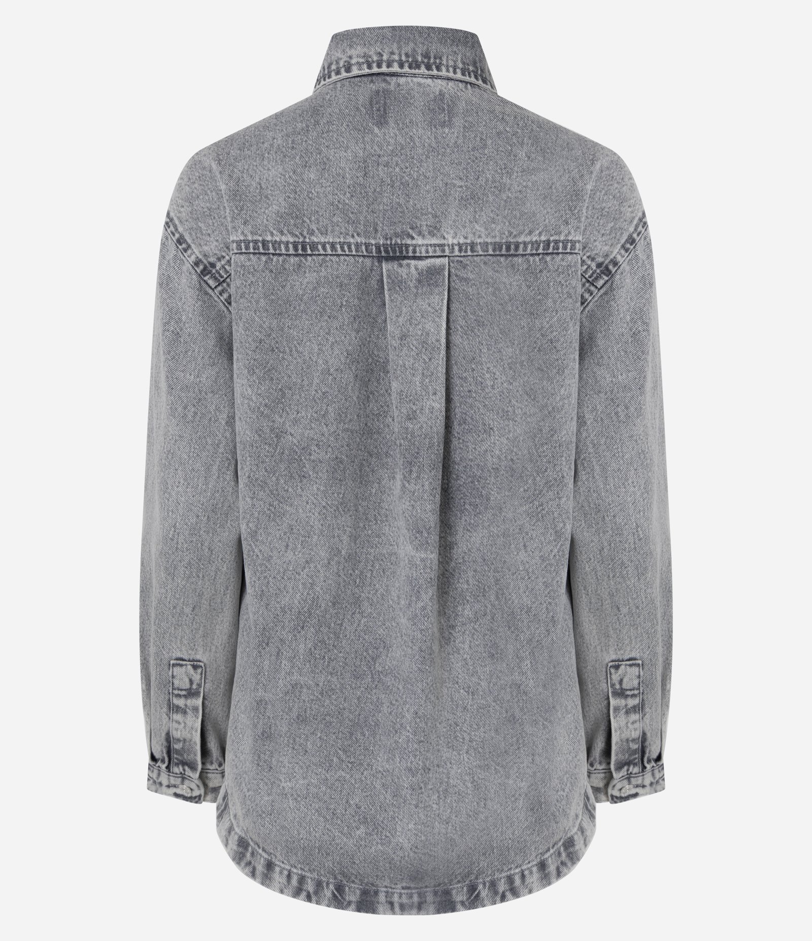 Camisa Oversized em Jeans com Botões Frontais Cinza 2
