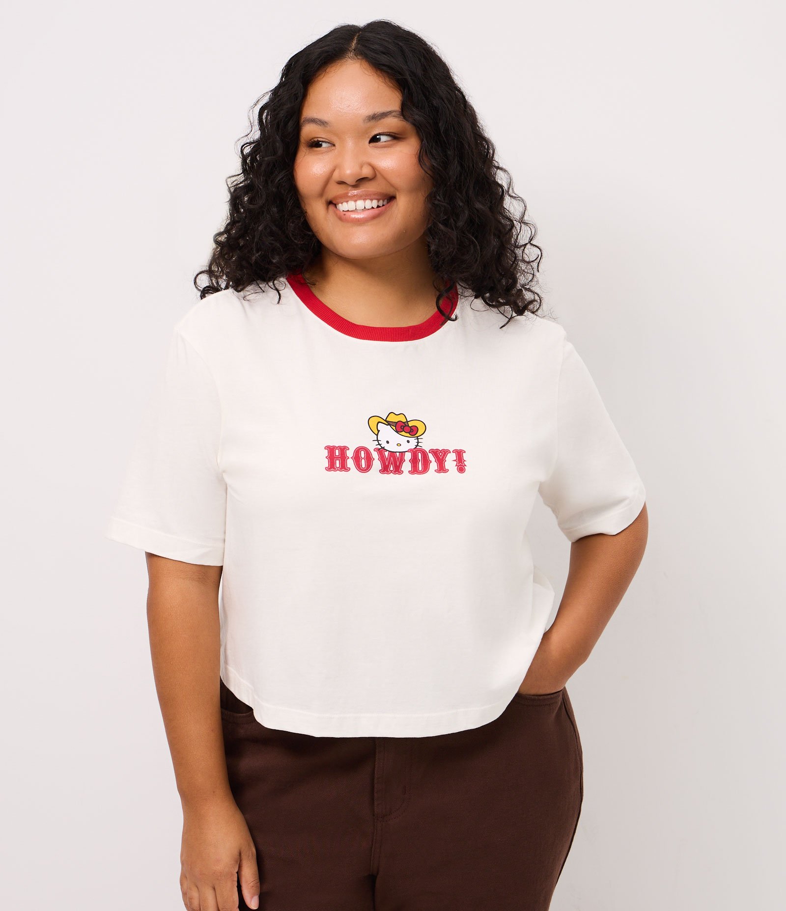 Blusa Cropped Boxy com Estampa Hello Kitty Curve & Plus Size Branco 1