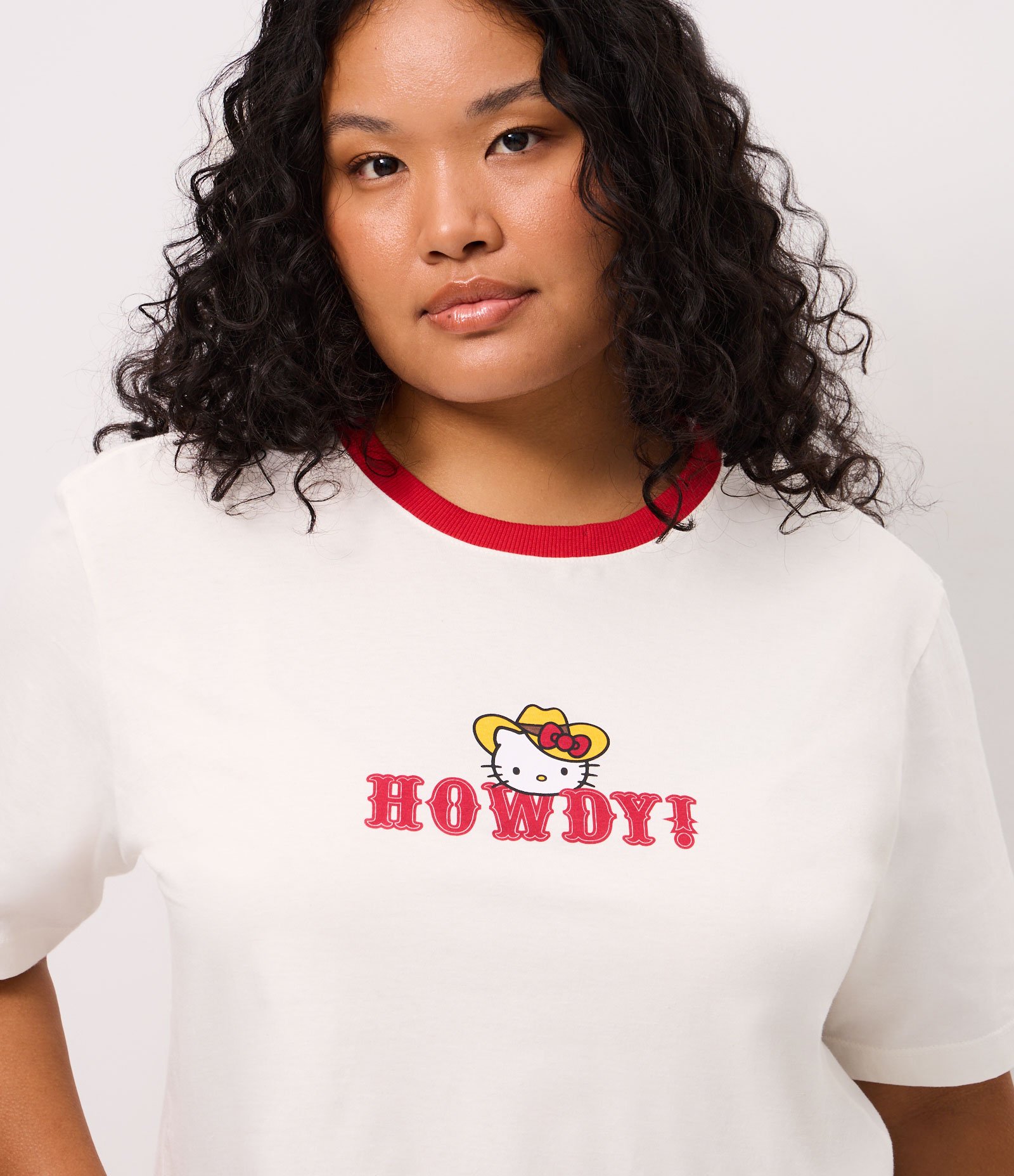 Blusa Cropped Boxy com Estampa Hello Kitty Curve & Plus Size Branco 3