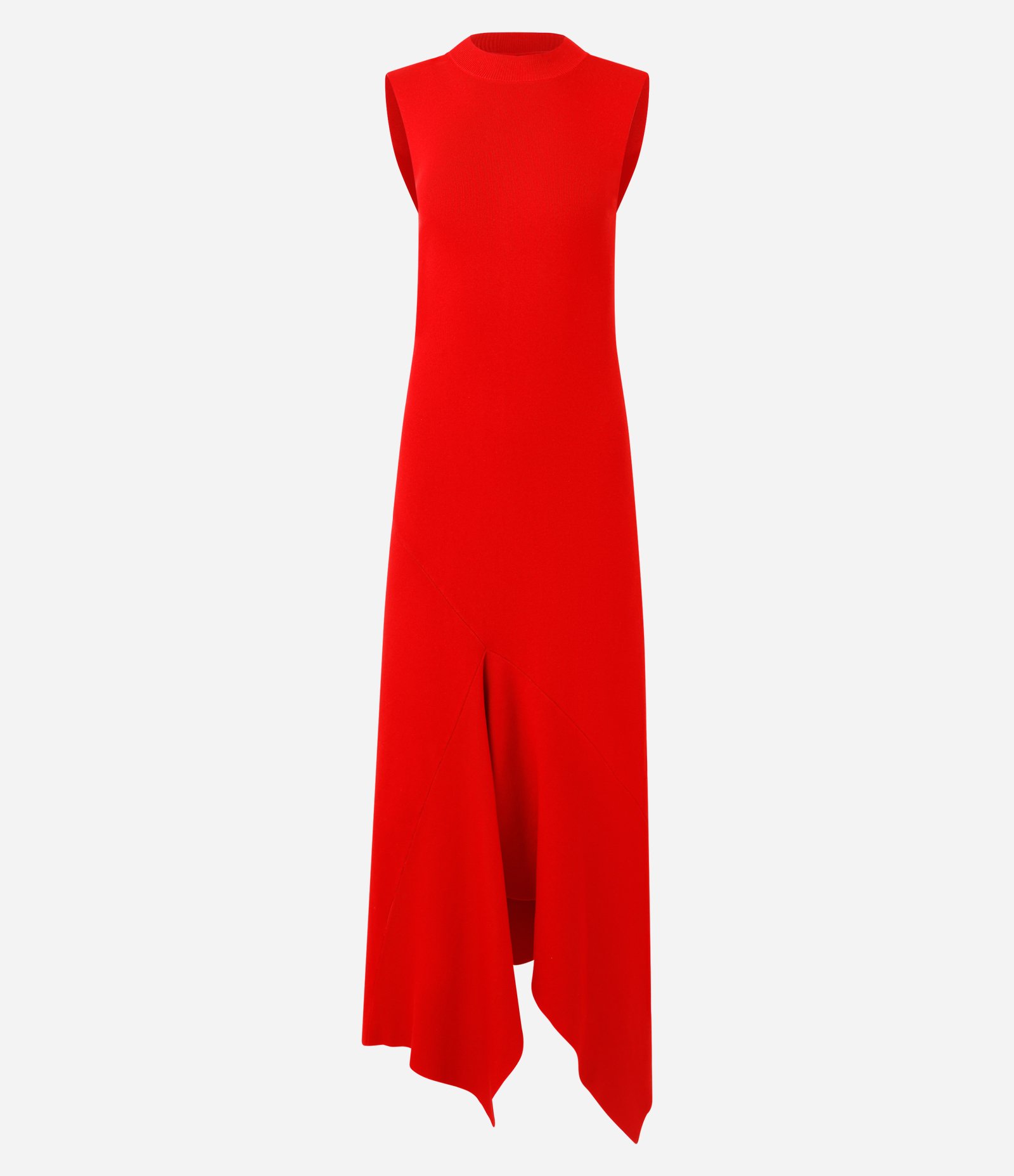 Vestido Midi em Tricô com Barra Assimétrica Vermelho 1