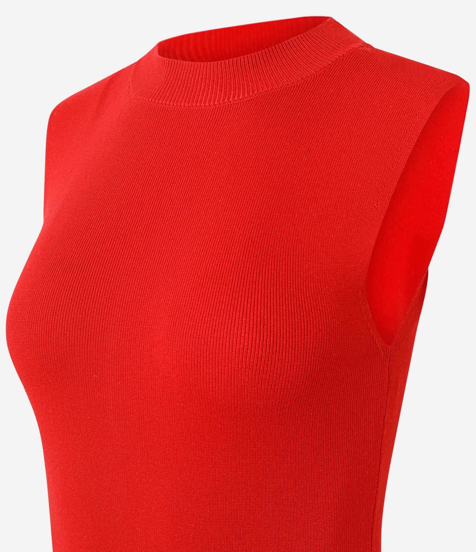 Vestido Midi em Tricô com Barra Assimétrica Vermelho 2