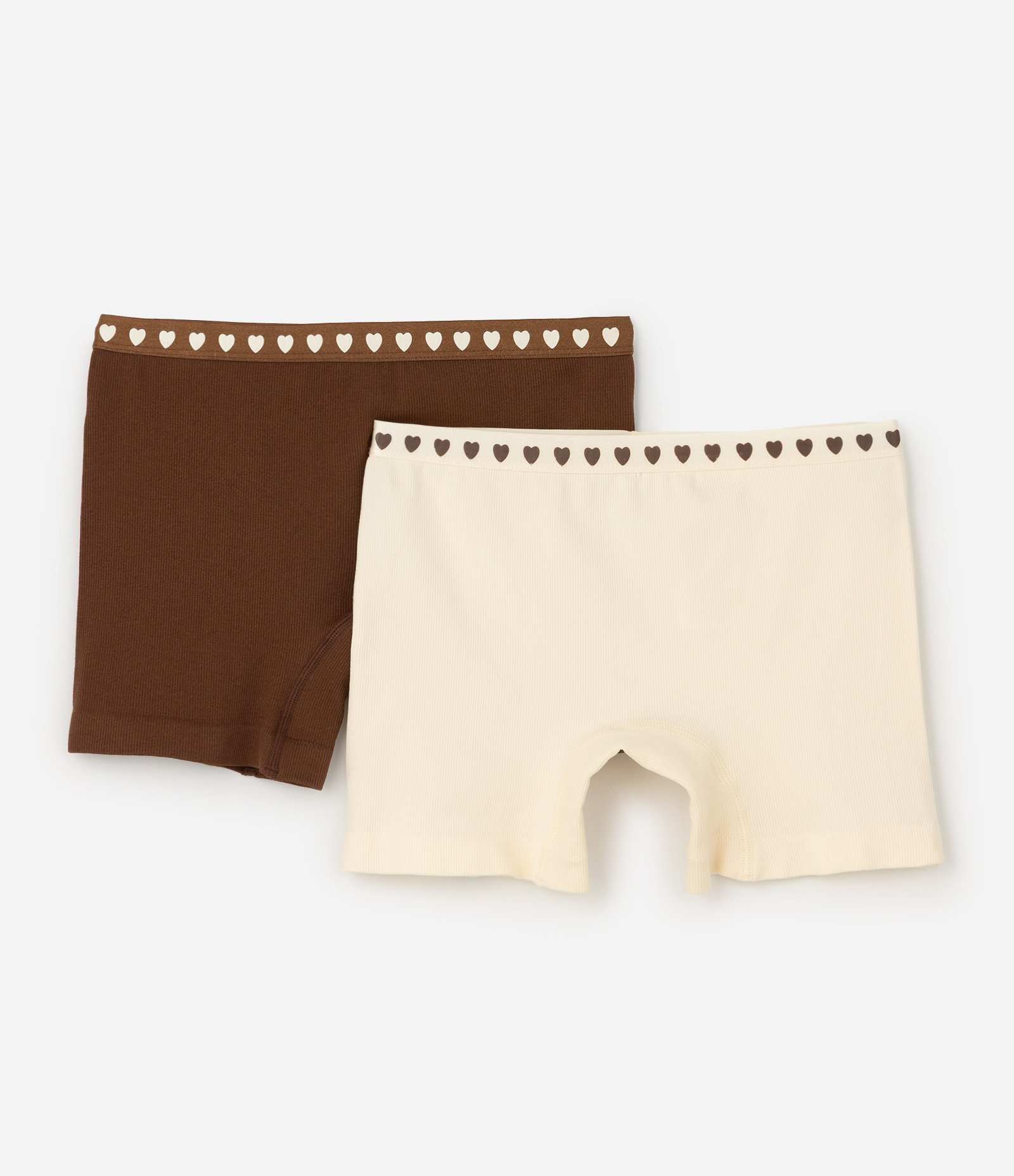 Kit 02 Calcinhas Boxer Infantis Seamless com Elástico no Cós - Tam 2 ao 14 Marrom/Off White 1