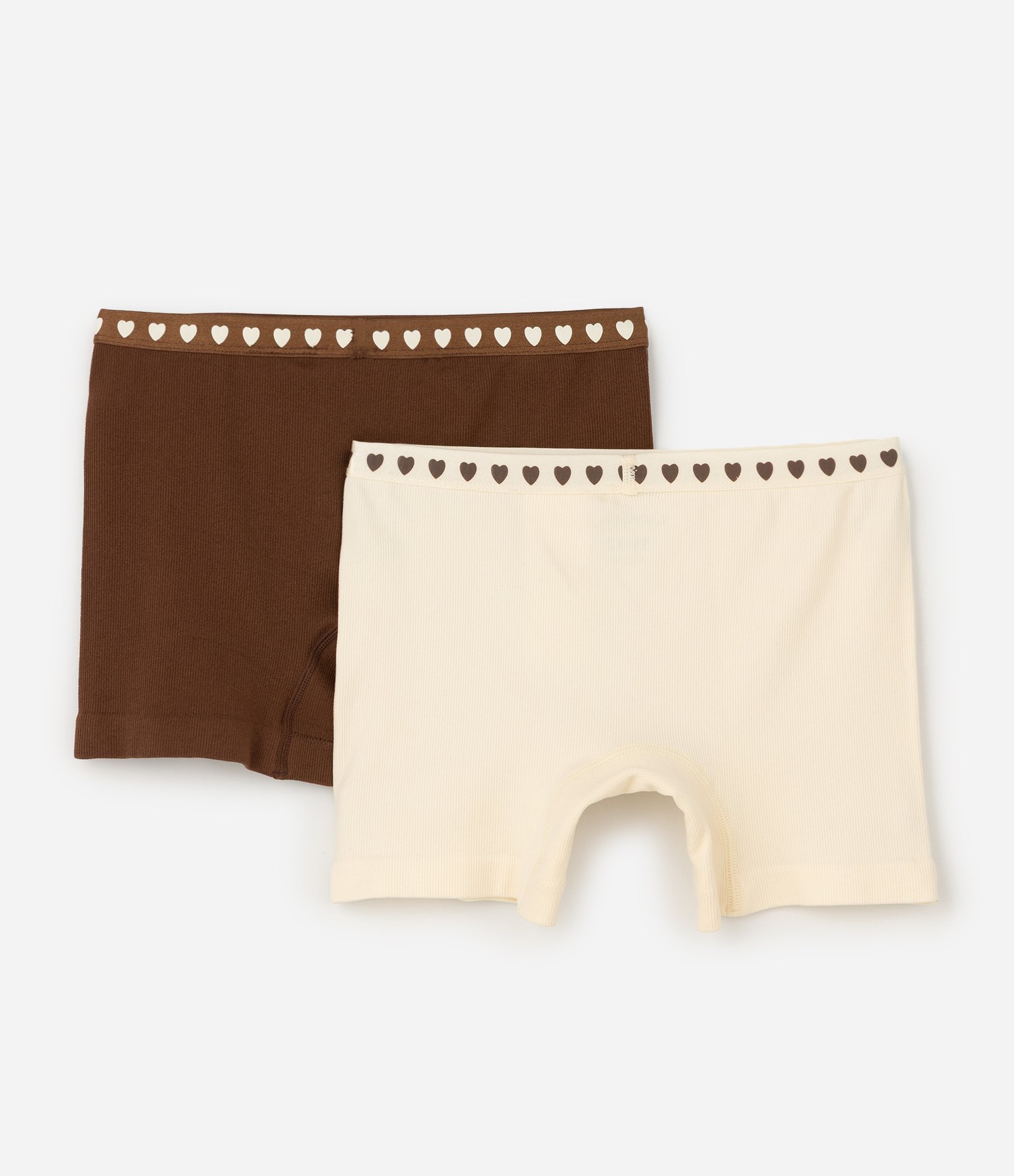 Kit 02 Calcinhas Boxer Infantis Seamless com Elástico no Cós - Tam 2 ao 14 Marrom/Off White 2