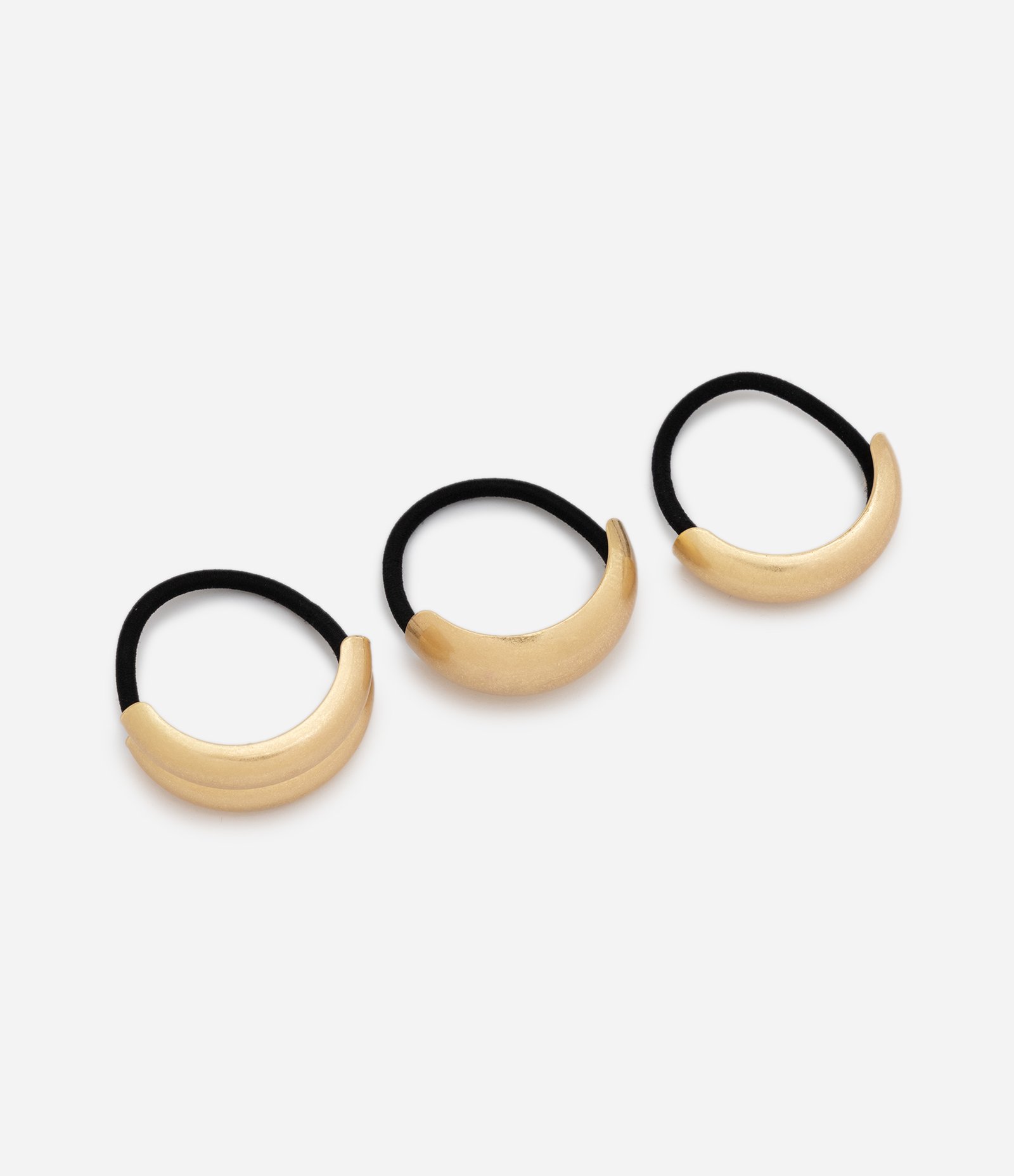 Kit 03 Elásticos de Cabelo com Enfeite Metalizado Dourado 1