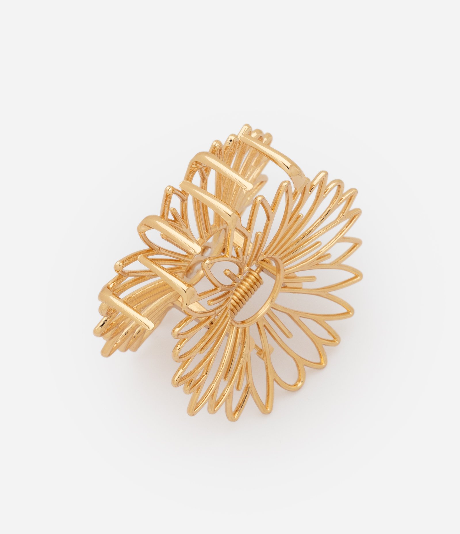 Piranha de Cabelo em Metal com Formato de Girassol Vazado Dourado 2