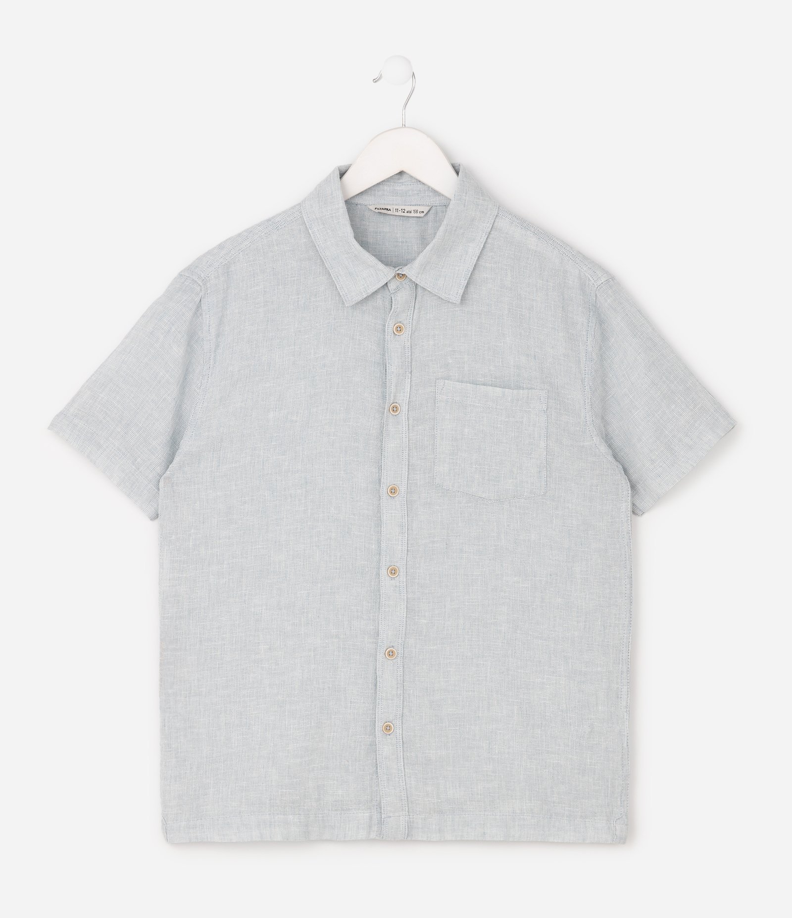 Camisa Infantil com Botões e Bolso – Tam 5 a 14 Anos Azul Claro 1