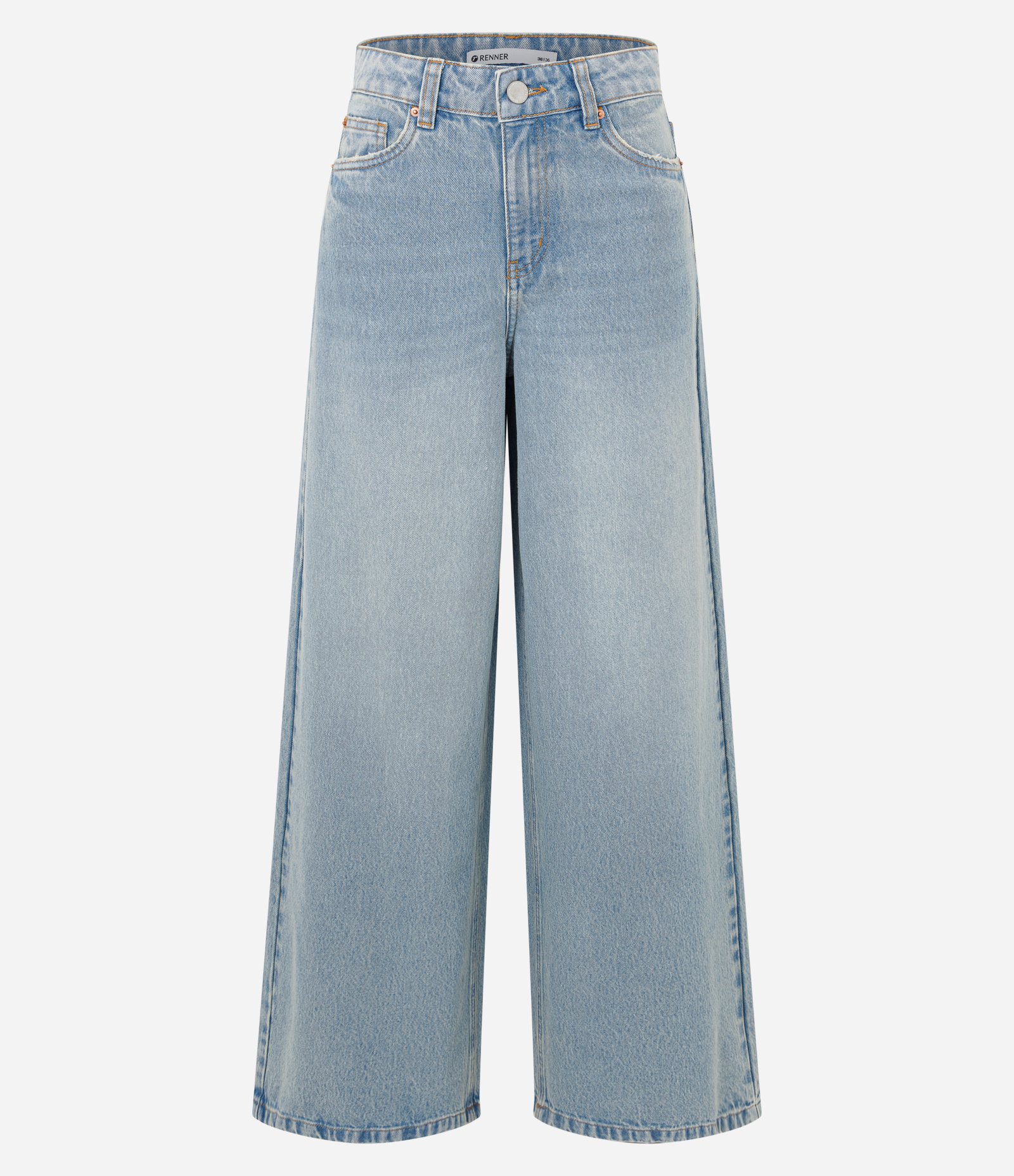 Calça Super Wide em Jeans com Cintura Média Azul Claro 1