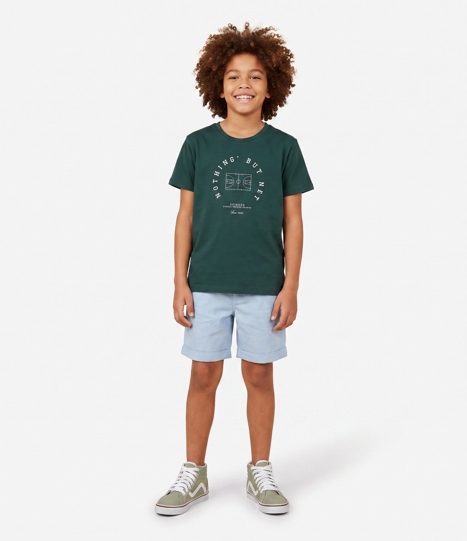 Bermuda Infantil com Linho com Cordão Ajustável - Tam 5 a 14 Anos Azul 1