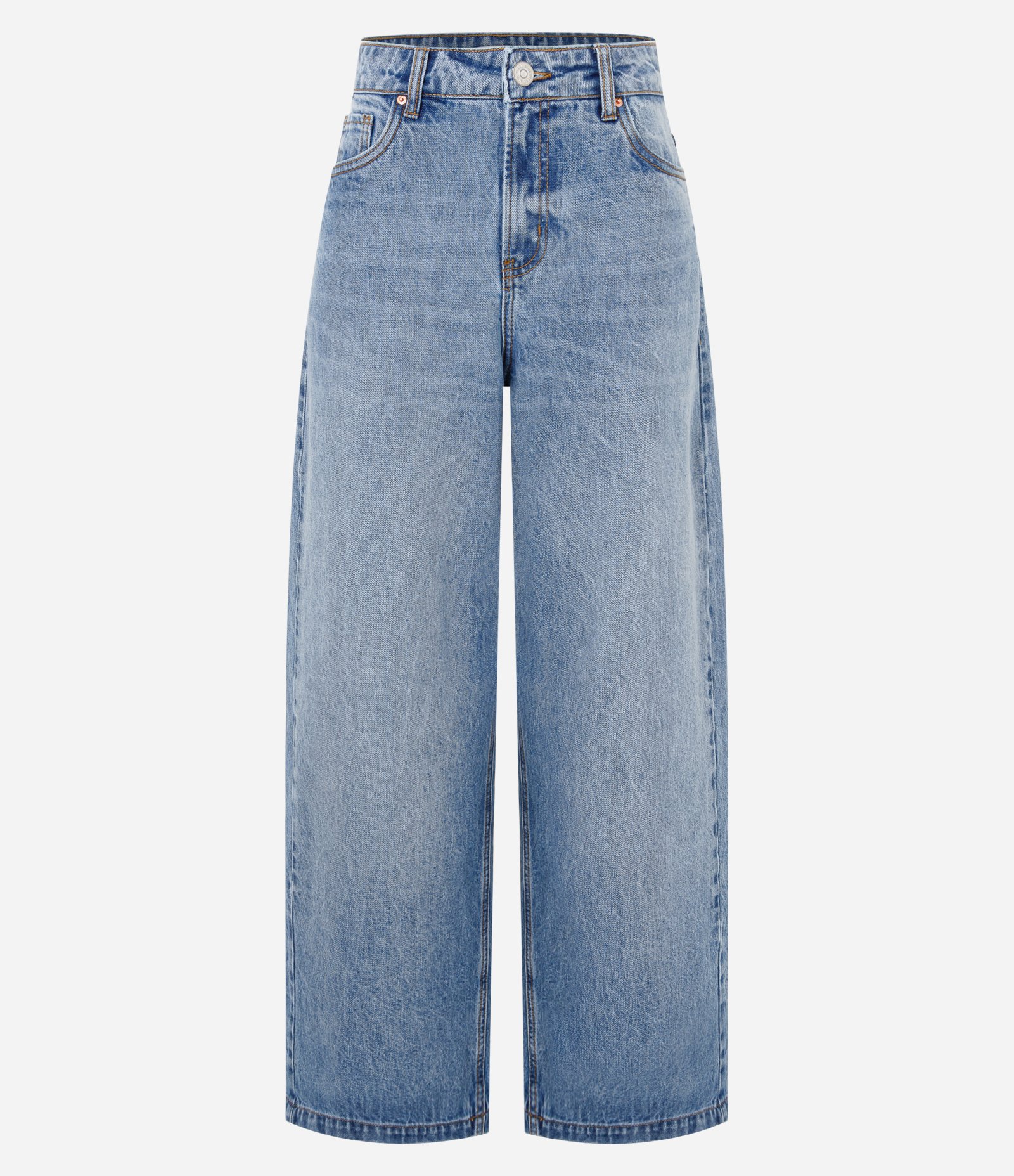 Calça Wide Leg em Jeans com Cós Passante Blue Jeans Claro 1