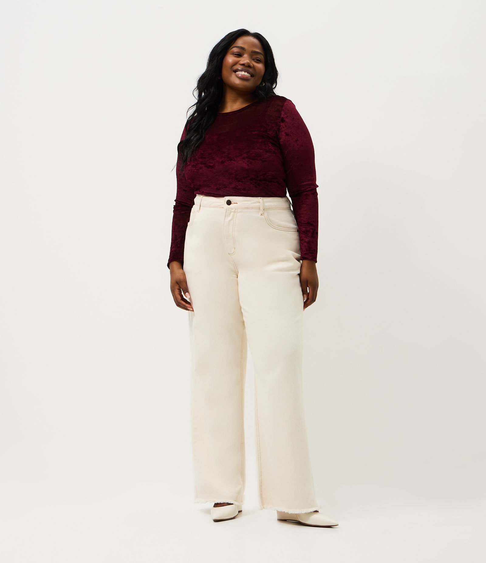 Blusa Tule Velvet Manga Longa Curve & Plus Size Vermelho 2