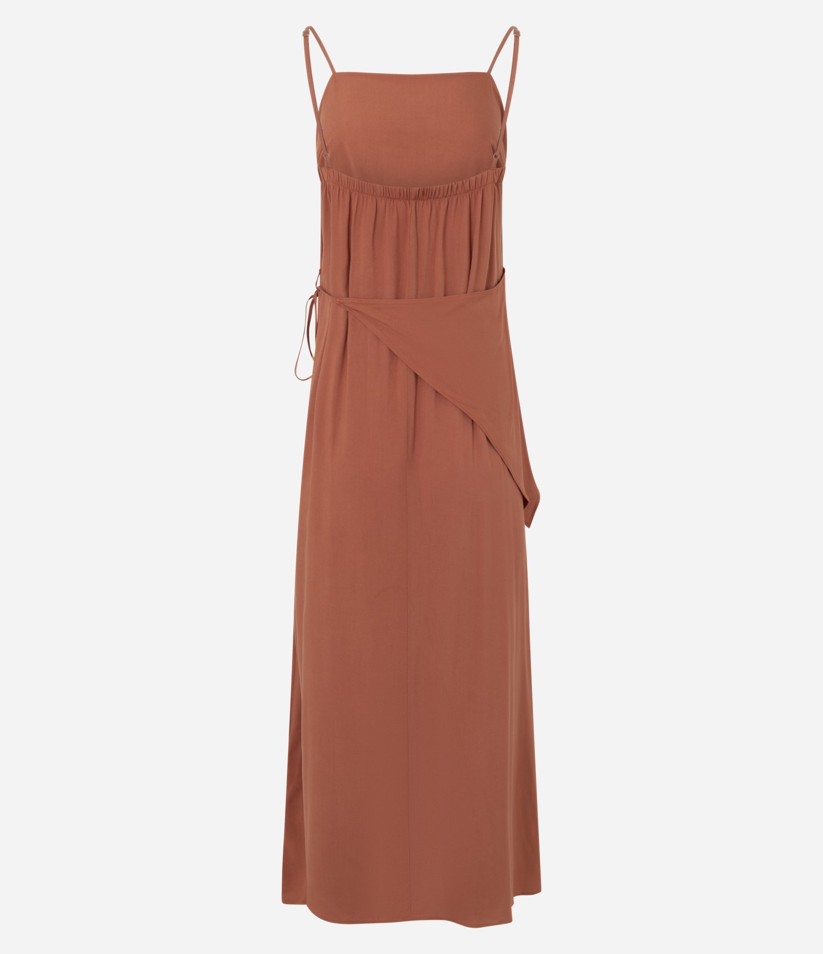 Vestido Longo Maquinetado com Lenço Removível Laranja 2