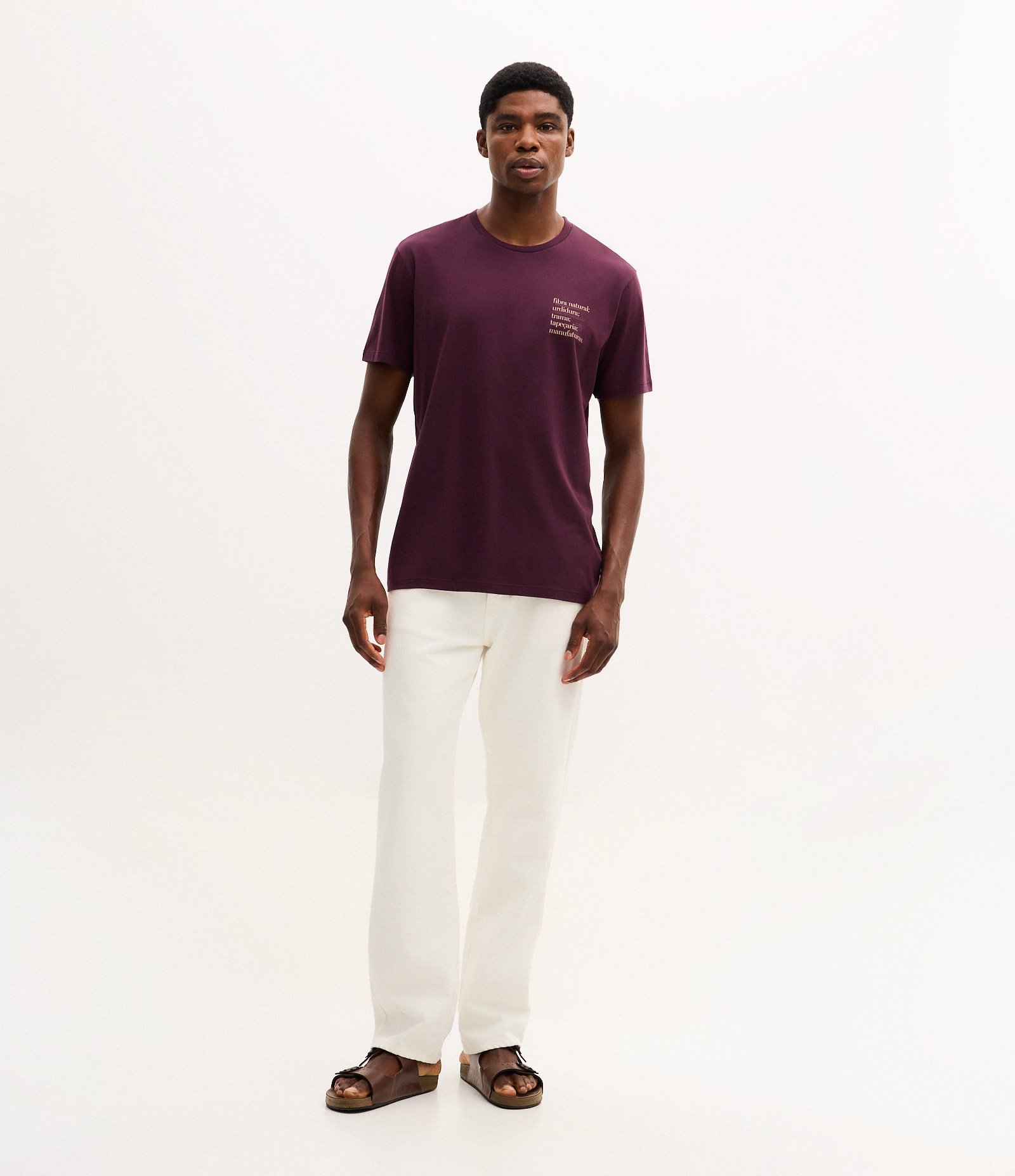 Camiseta Manga Curta em Algodão com Lettering Fibra Natural Vermelho 2