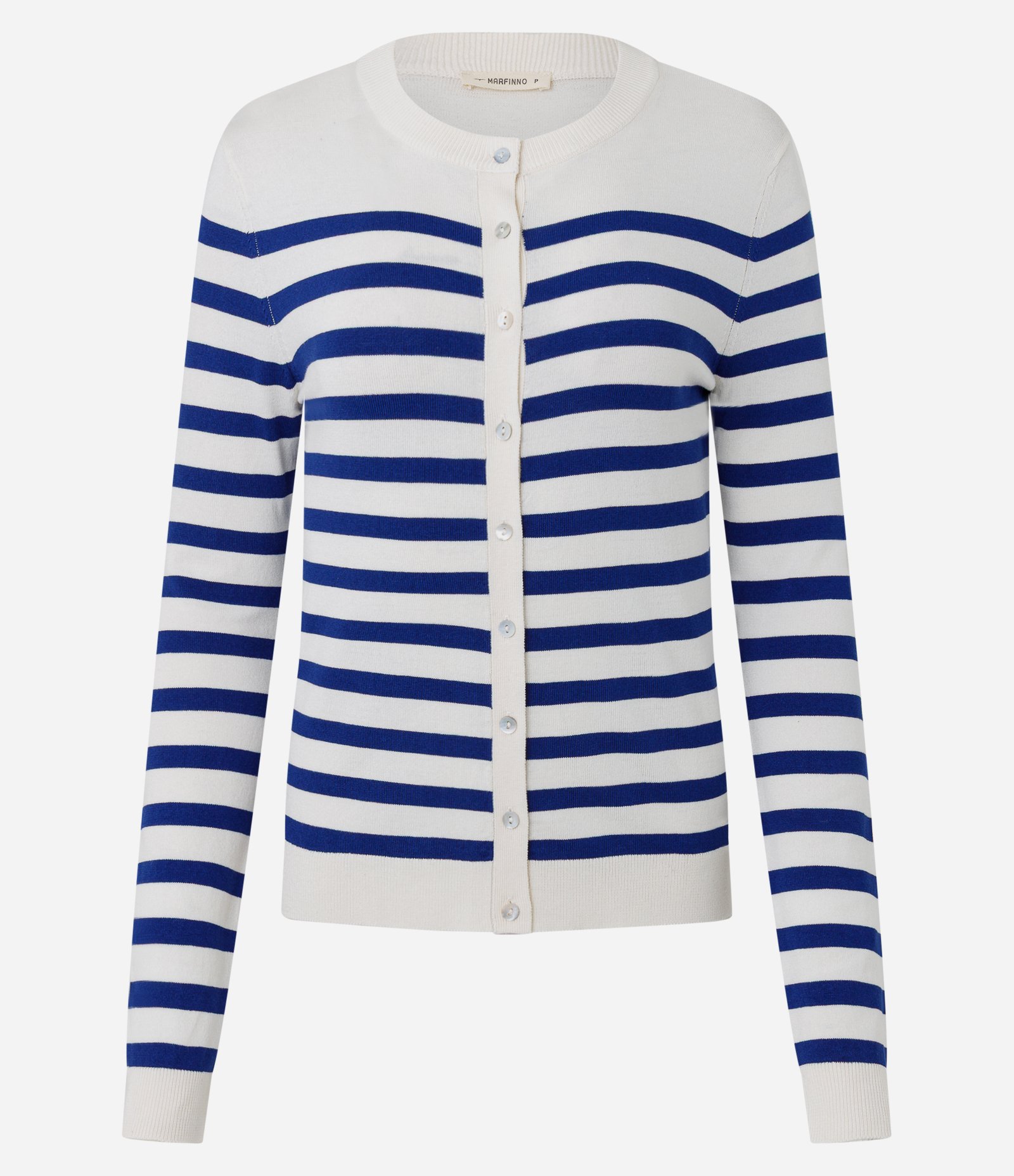 Cardigan em Tricô com Estampa Listrada Branco/Azul 6