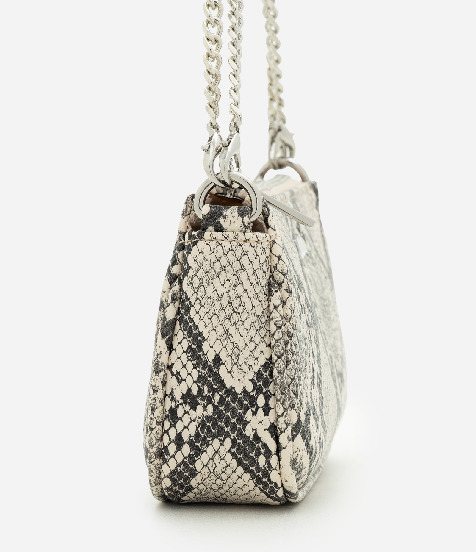 Bolsa Baguete Pequena em PU com Estampa Animal Print Off White 2