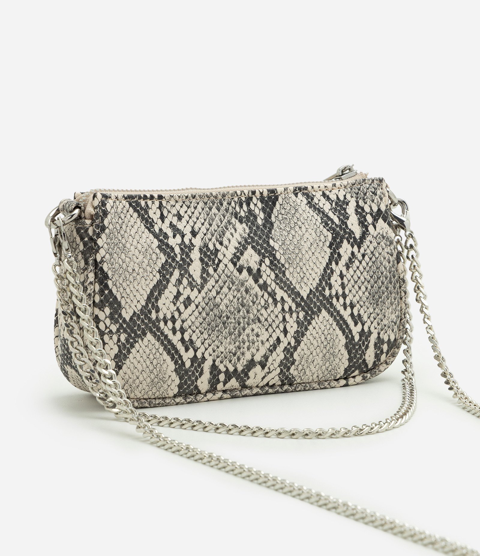 Bolsa Baguete Pequena em PU com Estampa Animal Print Off White 3
