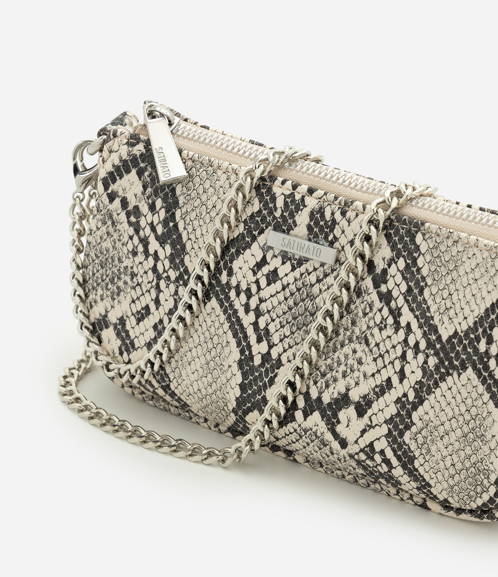 Bolsa Baguete Pequena em PU com Estampa Animal Print Off White 4