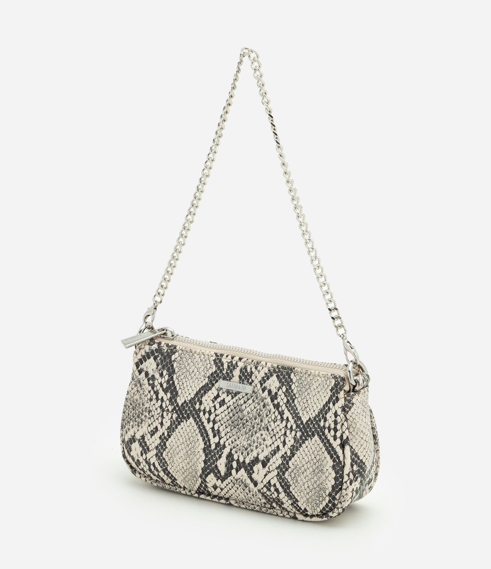 Bolsa Baguete Pequena em PU com Estampa Animal Print Off White 5