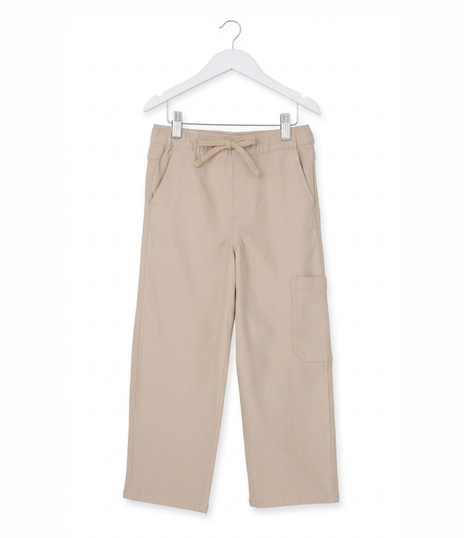 Calça Baggy Infantil Em Algodão Com Bolso Lateral -Tam 5 a 14 Anos Bege 4