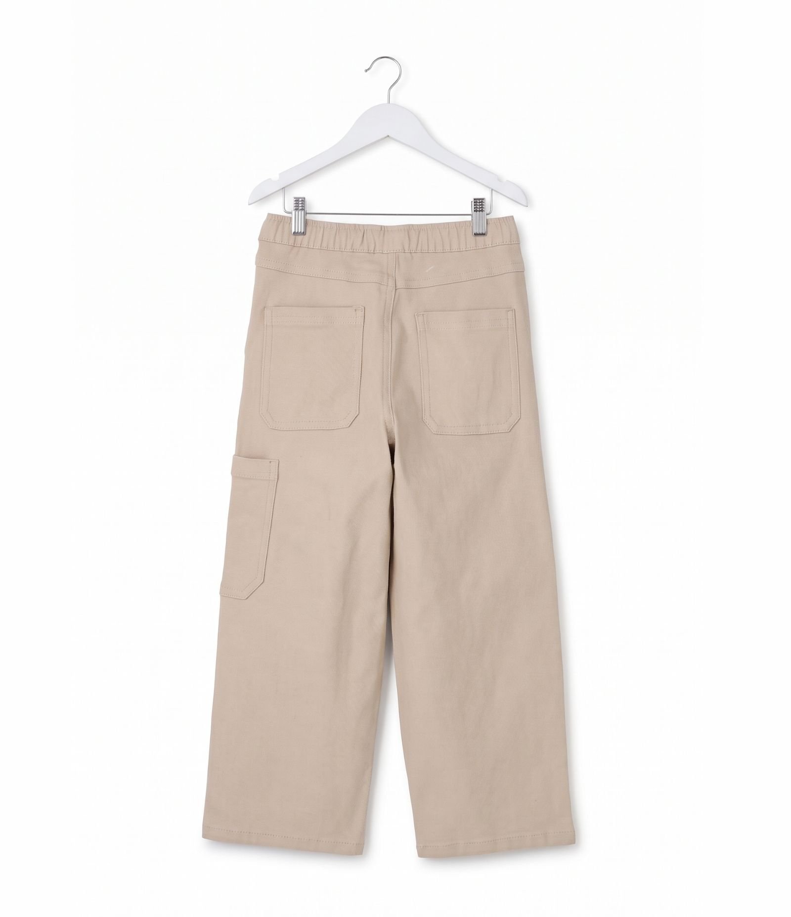 Calça Baggy Infantil Em Algodão Com Bolso Lateral -Tam 5 a 14 Anos Bege 5