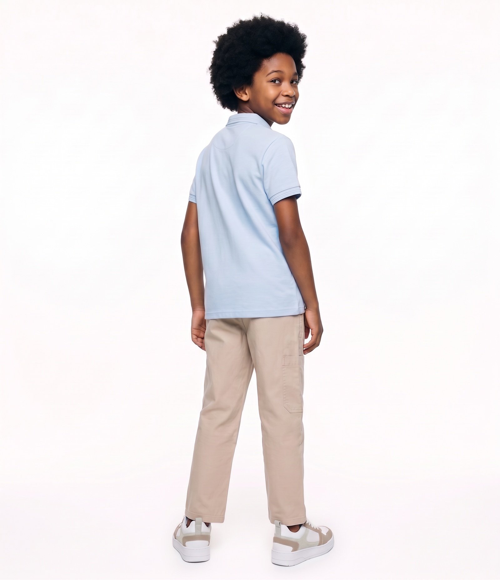 Calça Baggy Infantil Em Algodão Com Bolso Lateral -Tam 5 a 14 Anos Bege 3