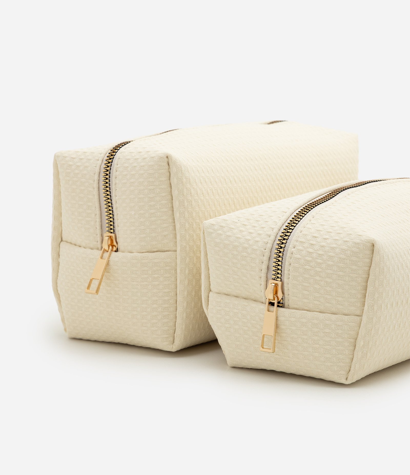 Kit de 03 Necessaires com Textura Waffle Amarelo 2