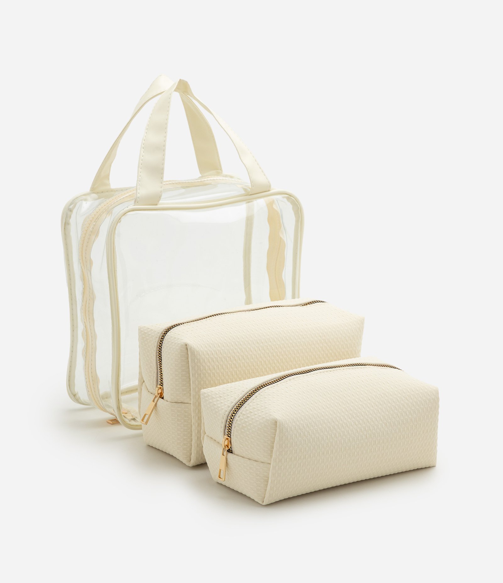 Kit de 03 Necessaires com Textura Waffle Amarelo 4