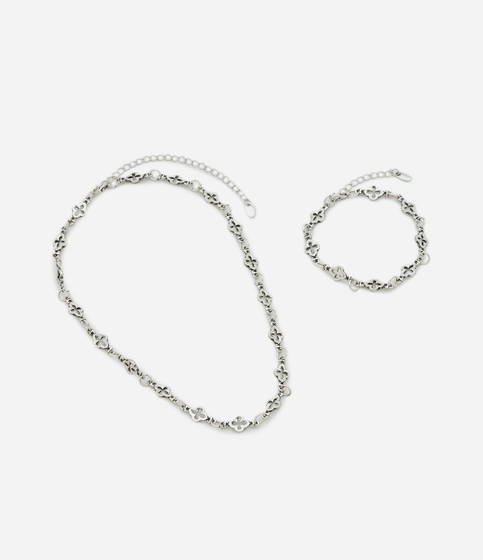 Kit Colar e Pulseira Trevo 4 Folhas Prata 3