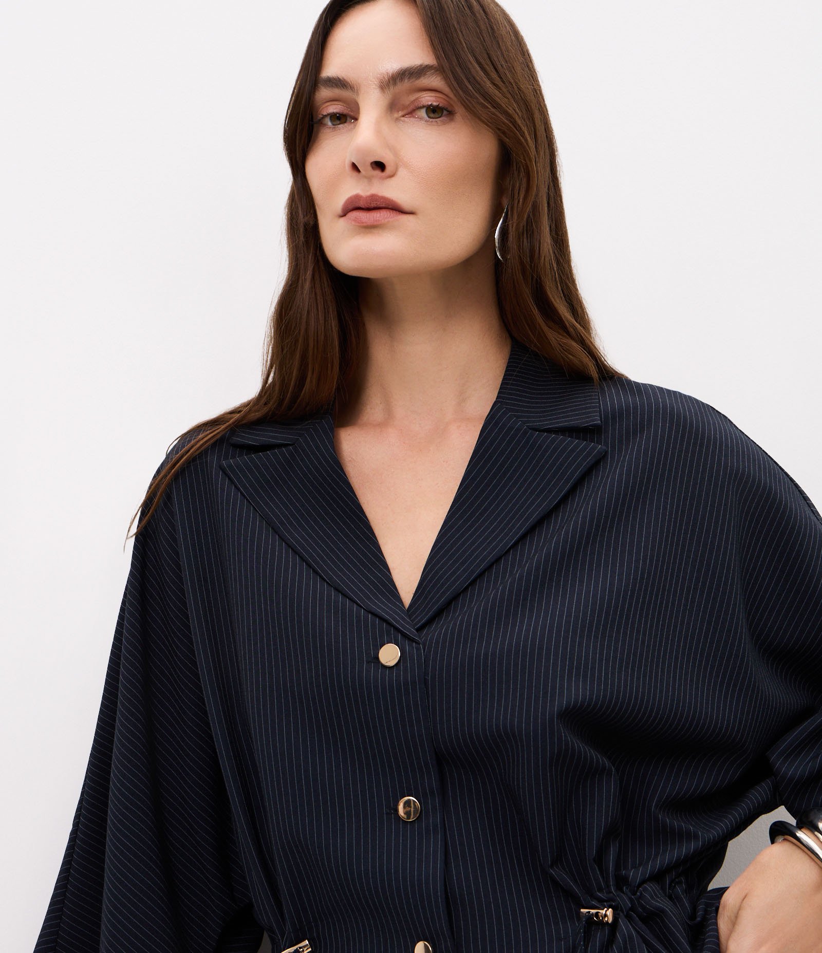 Camisa Alfaiatada com Estampa Listrada Azul 3