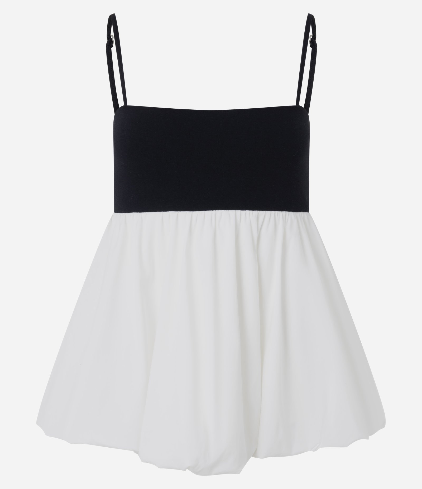 Blusa Feminina Sem Manga Bicolor com Saia Balonê Branco 1