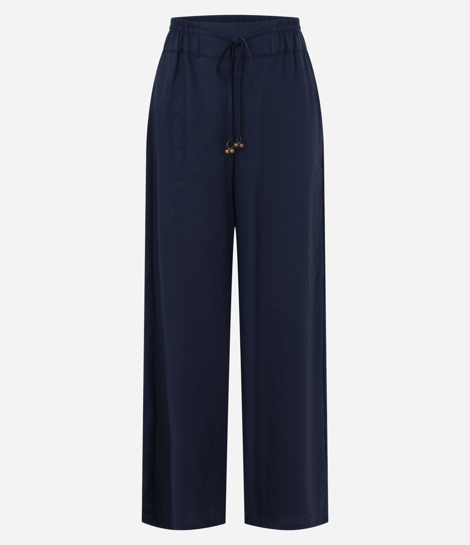 Calça Barrel em Linho com Cintura Elástica Azul 1